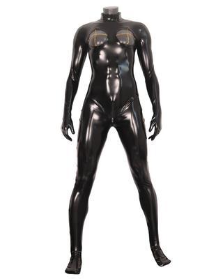 בגד גוף Zentai סקסי מעור לטקס מלאכותי עם חיתוכים בחזה, מראה רטוב, קוספליי אקזוטי, גוף מלא, טייץ אלסטי מעצב