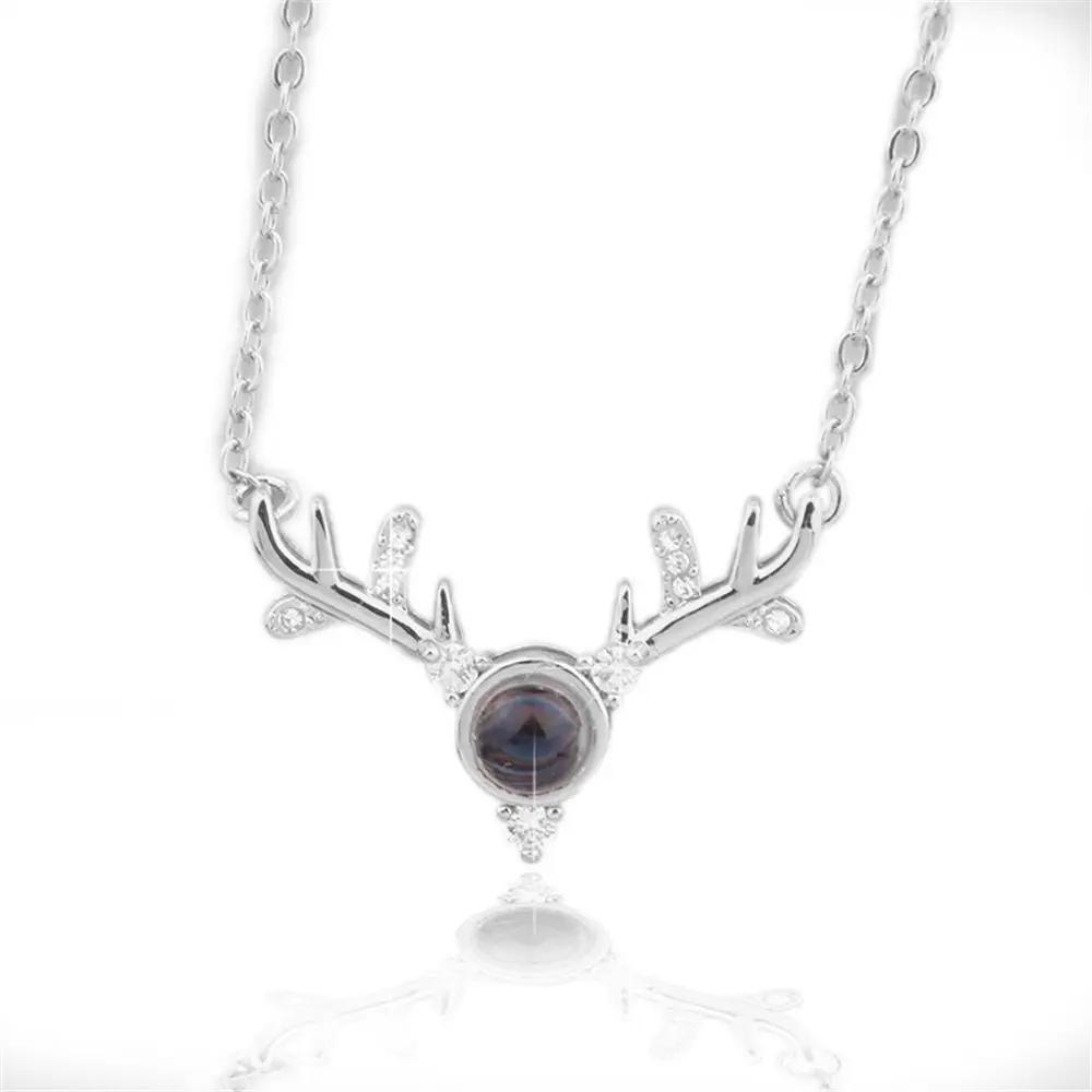 1PC Fashion Love Heart Letter Crystal Necklace 100 Languages I Love You Projection Pendant Necklace Women Jewelry Friends Gifts
