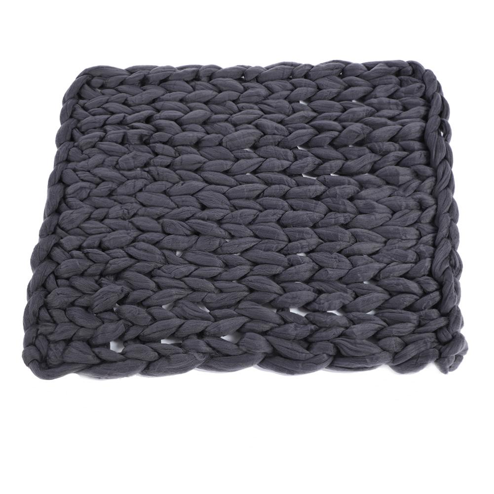 Knitted Chunky Plush Sofa BLANKET Warm Soft Super Big Bulky (Grey 60 * 60cm / 23.6 * 23.6in)