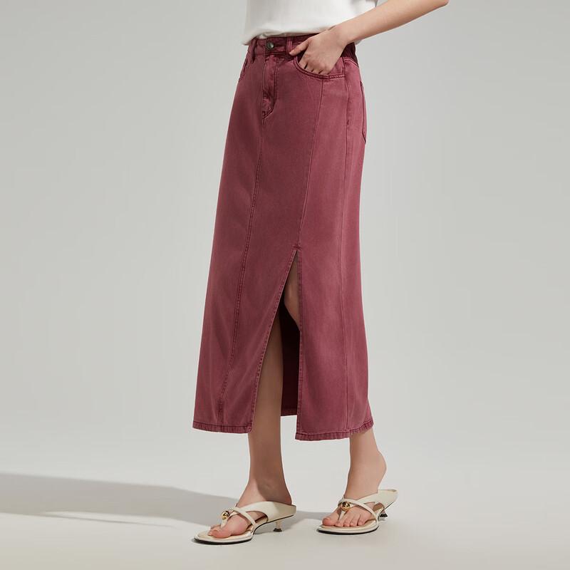 

Shetu Women s High-Waisted Slim Denim Midi Skirt S