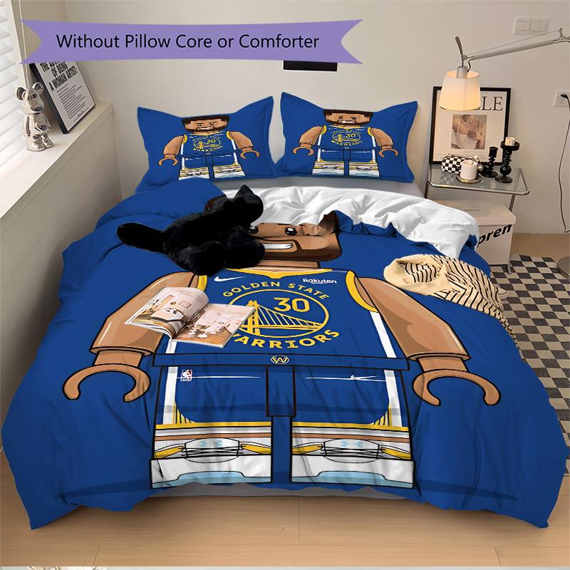 3pcs Bedding Set Golden State Warriors Includes 1 Comforter + 2 Pillowcases, Without Pillow Inserts, Soft Comfortable, Lightweight Breathabl