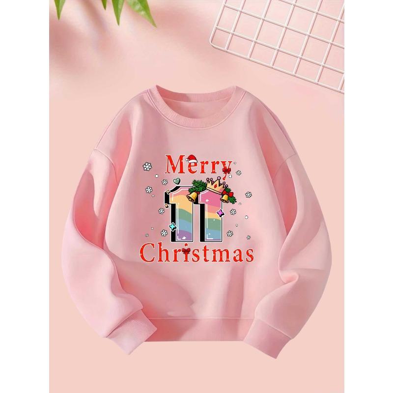 On September 22, 2025, a Festive Sweatshirt for Girls Featuring Creative Christmas Designs, Perfect for Autumn And Winter
