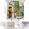 Shower Curtain: Charming Stone Cottage with Vibrant Flowers and Greenery for a Cozy and Inviting Bathroom Decor