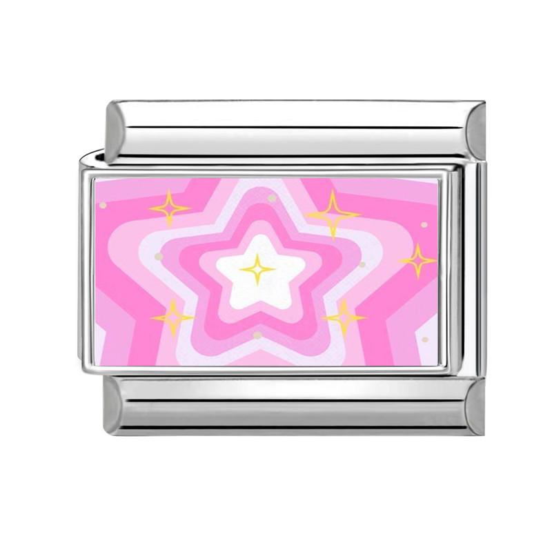 Y2K Pink Series Girls' Eye Rabbit Star Butterfly Cherry Italian Charm Links Fit 9MM Stainless Steel Bracelet DIY Making Jewelry