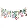 Leaves Flowers Garland Paper Banner Spring Happy Birthday Party Decor Supplies Romantic Wedding Room Flower DIY Hanging Flag