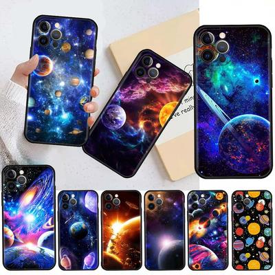 Kryt s motivem planet, vesmíru, Venuše, Slunce, Marsu pro Apple iPhone 11 13 12 Pro 7 XR X XS Max 8 6 6S Plus 5 14 SE 2020 13Pro černý