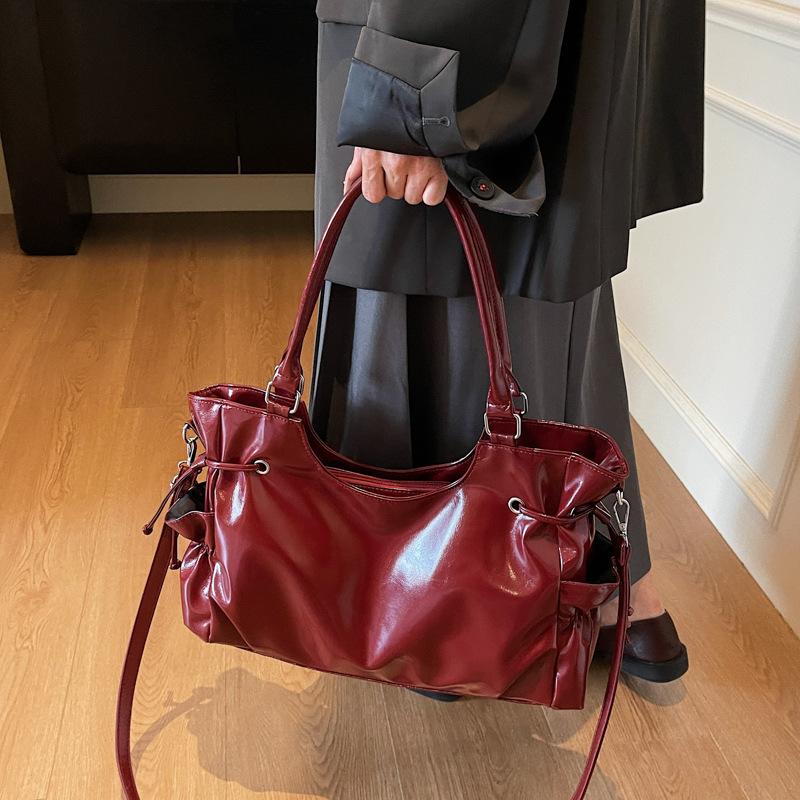 French Glossy Hand-held Tote Bag, Large-capacity Trendy Single-shoulder Armpit Bag