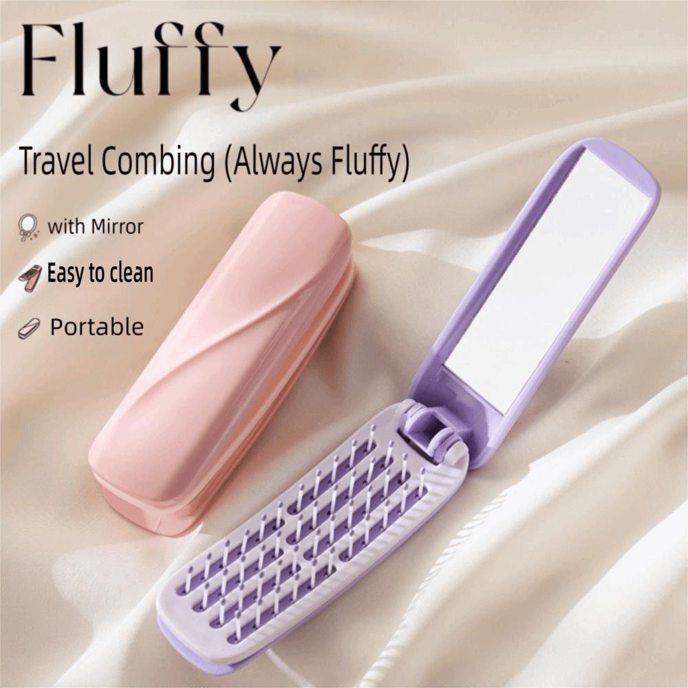 with Mirror Makeup Mirror Comb Self-cleaning Hair Comb  Essential for Travel
