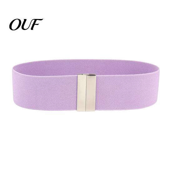 Fashion Metal Buckle Belt Wide Elastic Waist Belt, Adjustable Stretchy with Slimming Shapewear Square Buckle, Stylish Waistband for Dresses And Jeans