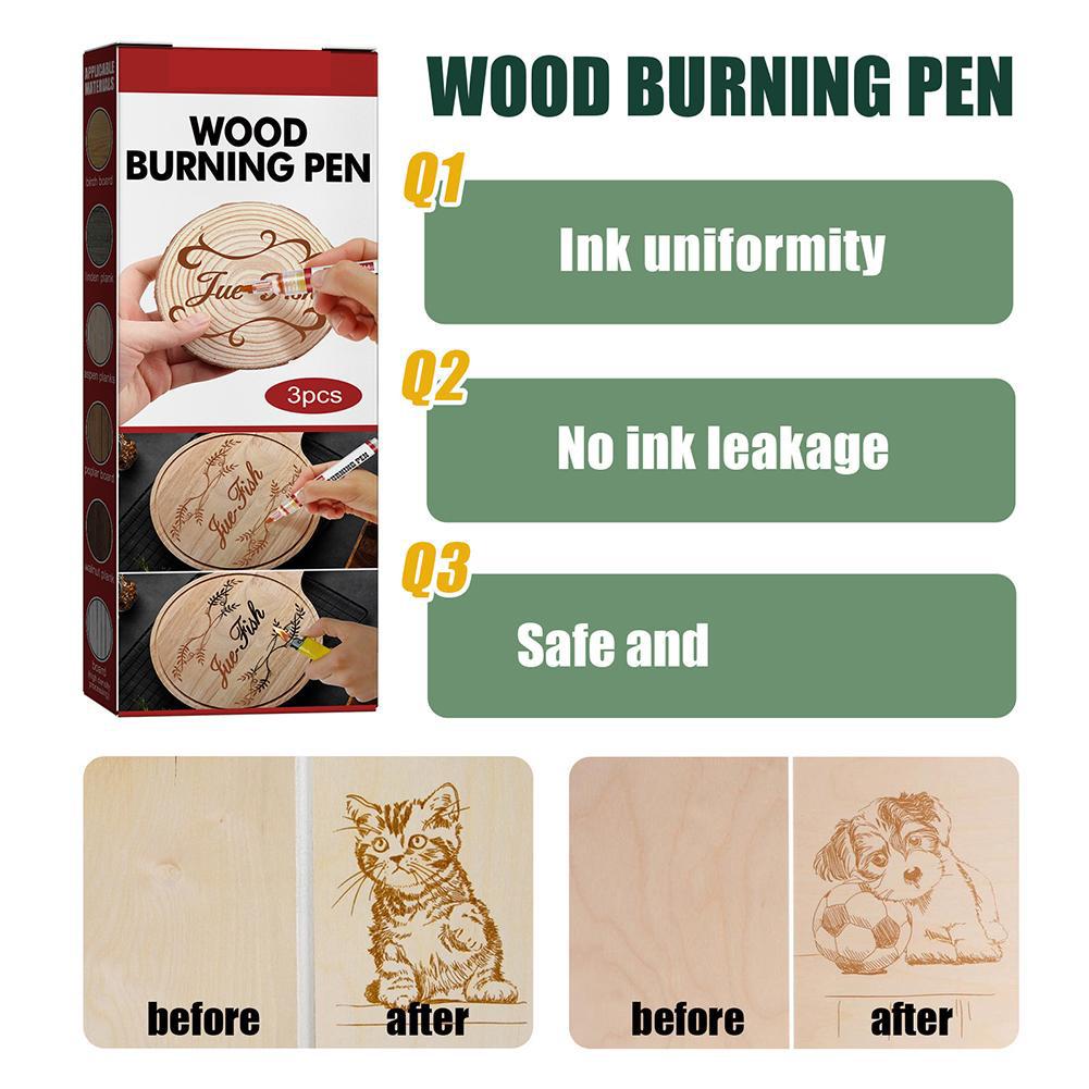 Pyrography Pen Set 3pcs Wood Burning Kit DIY Wood Marking Tool Wood Carving Pen Wood Burning Art Craft Tools Kids Gifts