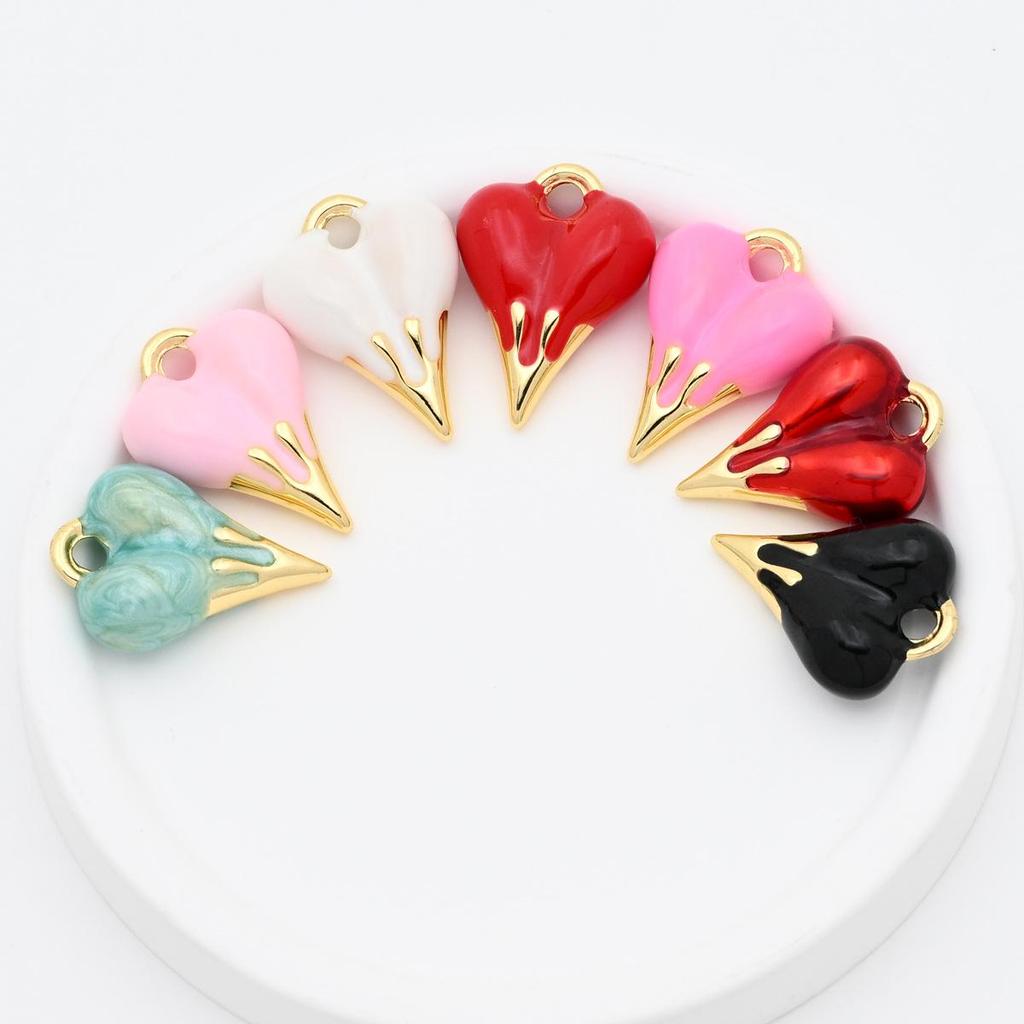 Xiyin 3D Drip Oil Heart Pendant Necklace Jewelry Accessories