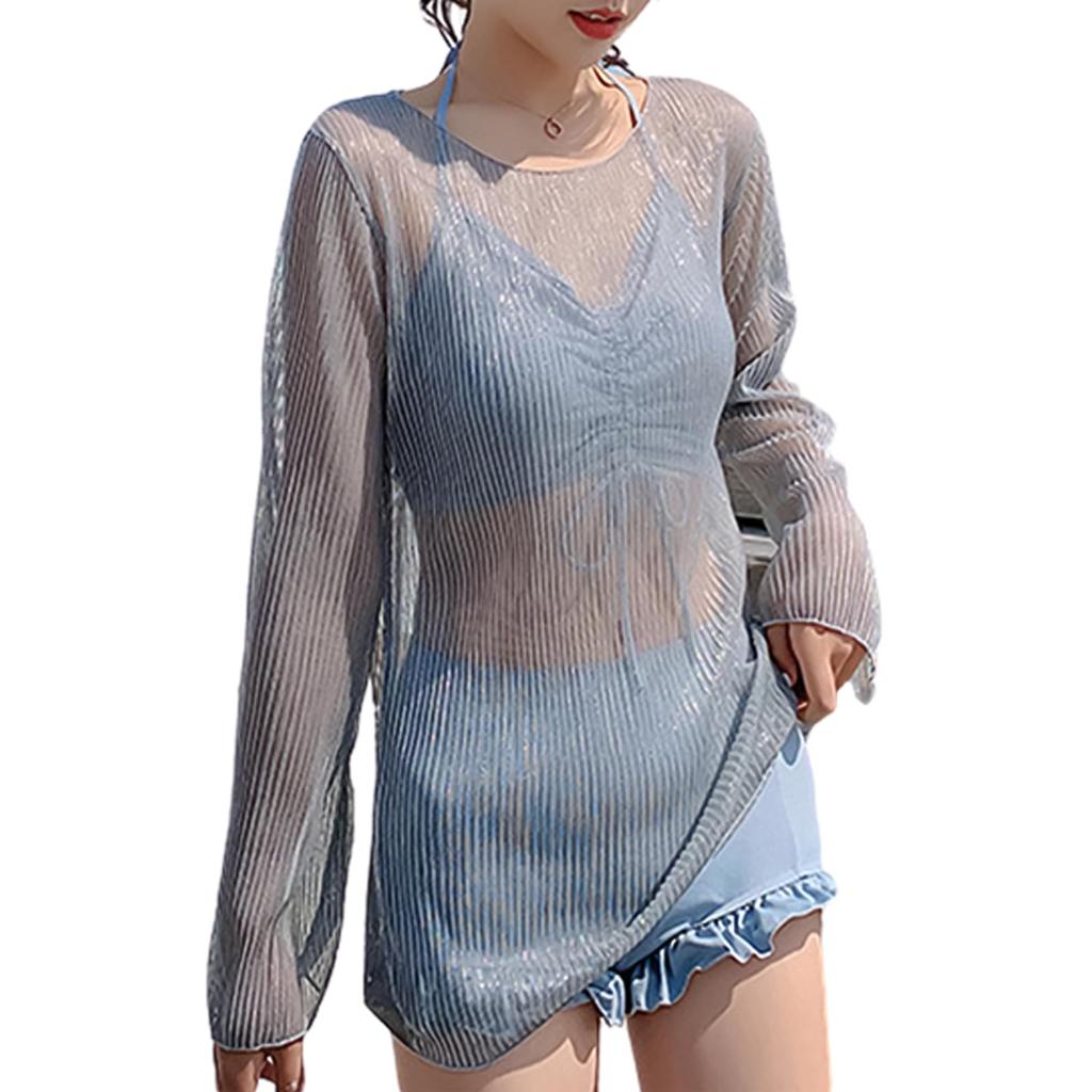 SeiunAn Bikini Swimsuit with Separate Tankini and Rash Sheer UV Sun Perfect for the Beach or Pool Women's 3-Piece Shorts, Guard, Cover-Up, Wireless,