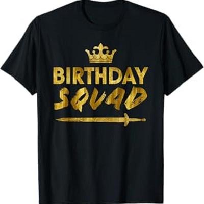 Happy Birthday Squad King Crown Sword Party Golden Cruise T Shirt