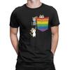 LGBT Pride Funny Pocket Cute Cat Rainbow Classic Graphic Funny 100% Cotton T-Shirt Tees Tops F