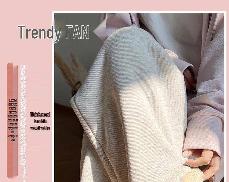 Maternity Lambswool Fleece-Lined Cotton Sweatpants | Autumn/Winter Loose Fit | Cuffed & Wide Leg Styles