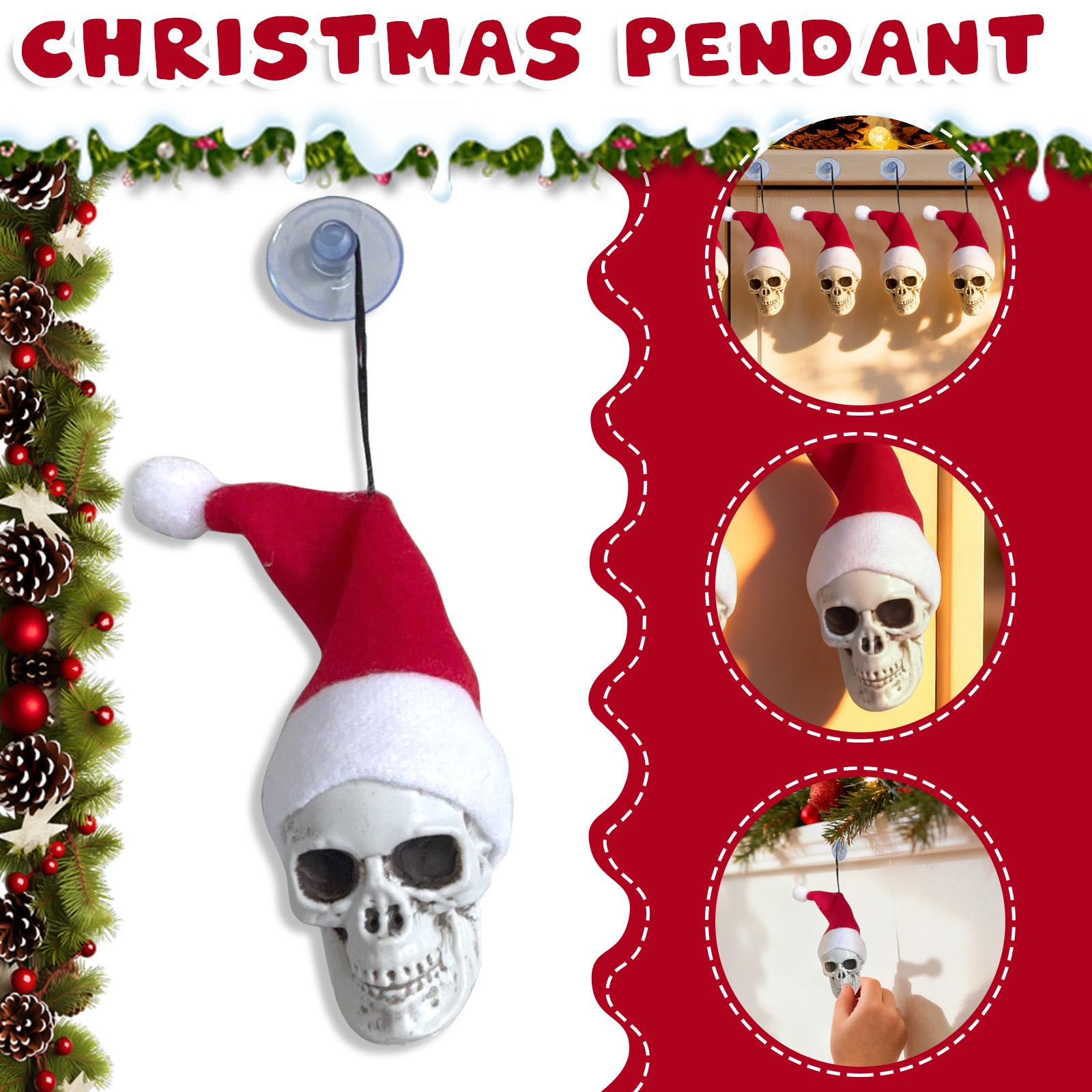 

Hanging Skulls, Christmas Hat Halloween Skulls, Festive Party Christmas Tree Decorations, Christmas Tree Ornaments One Size