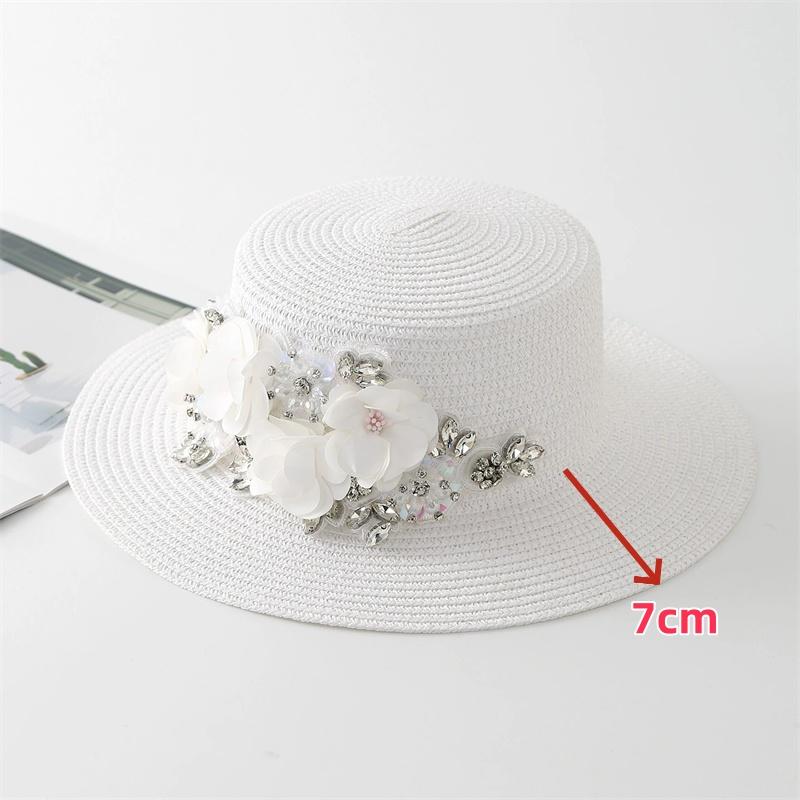 202604-shi Chic Ins Summer Drill Flower High Quality Encrypted Weave Paper Grass Grace Lady Fedoras Cap Women Leisure Panama Hat