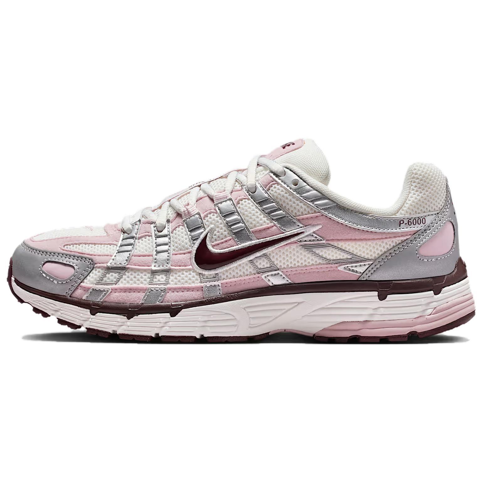 (WMNS) Nike P-6000 Summit White Metallic Silver Burgundy Crush Women s IM6026-121 EU 36