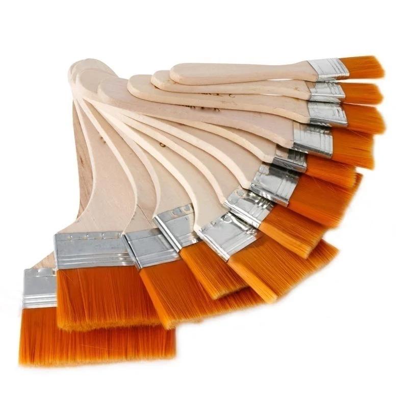12Pcs/Set Oil Painting Wooden Handle Brushes Artist Watercolor Acrylic Panit Art Supplies Limner Tools for School Student