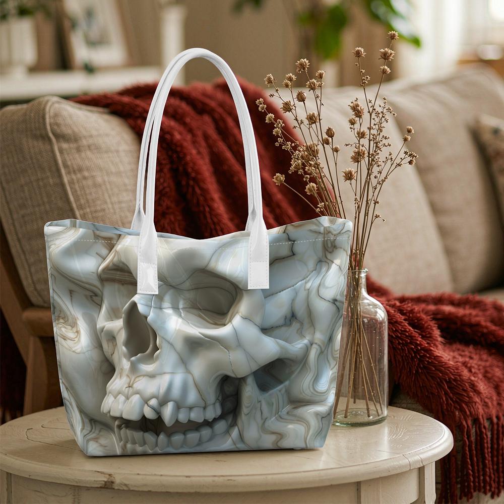 Cool Skull Pattern Casual Tote Bag Fashion Portable Daily Use Shoulder Handbag