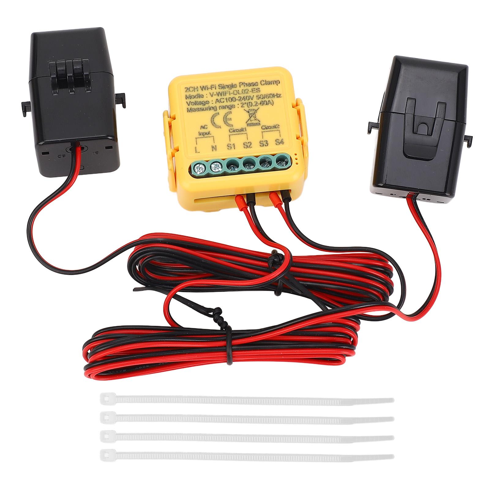

WiFi Smart Energy Monitor 2.4GHZ APP Voice Control 80A Solar Current Transformer Clamp Single Phase