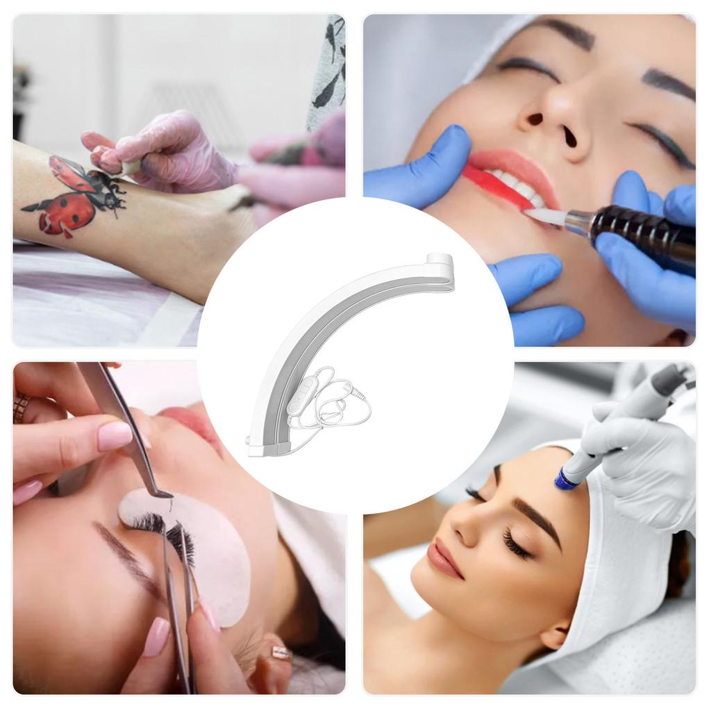 Nail Desk Lamp for Nail Tech Half Moon with Phone Holder Desktop Foldable Beauty Light 28W   Color Brightness Professional for Salon S White