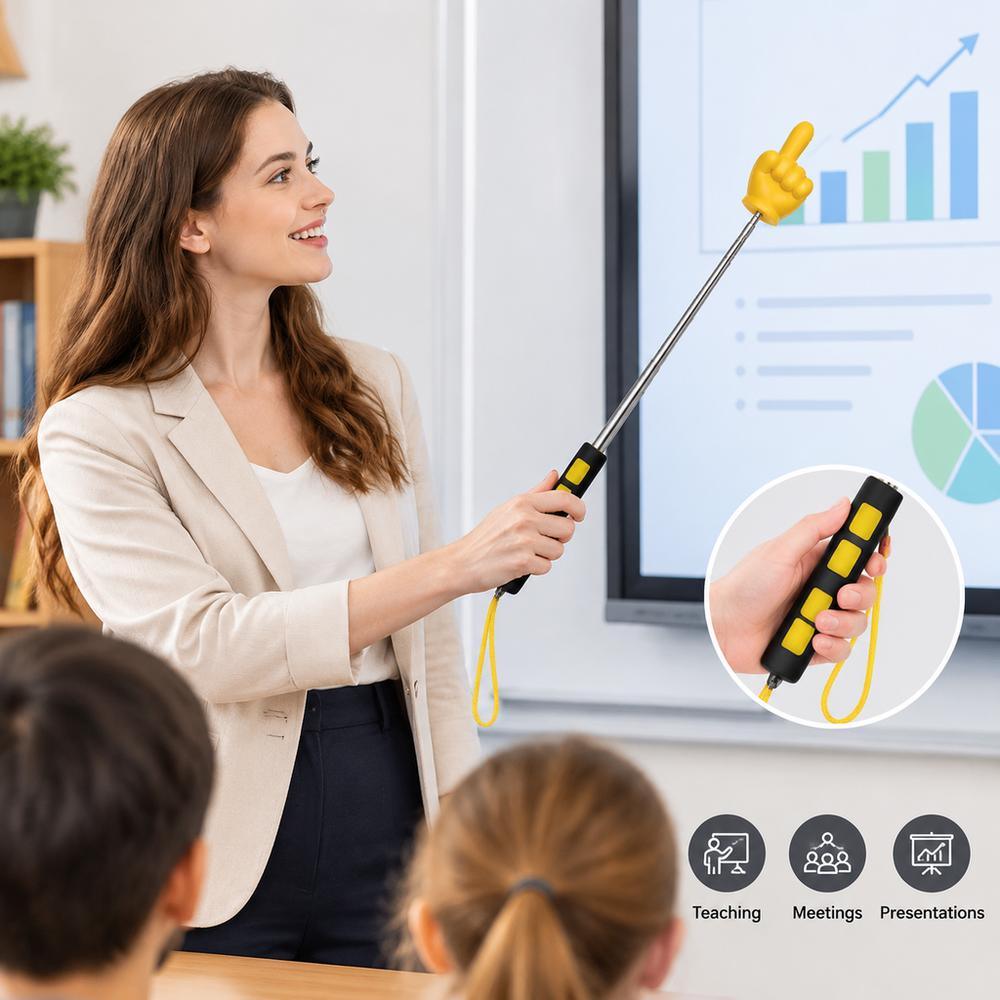 2pcs Telescopic Extendable Finger Pointer Soft Grip Handle Teacher Hand Pointer Reading