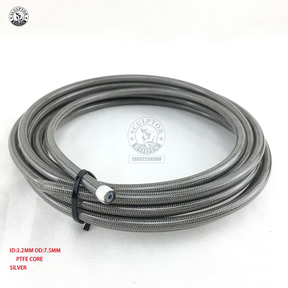 Motorcycle AN3 5m/lot Braided Stainless Steel PTFE Brake Line Hose FLUID HYDRAULIC Hose PTFE Brake Line Gas Oil Fuel Tube Pipe