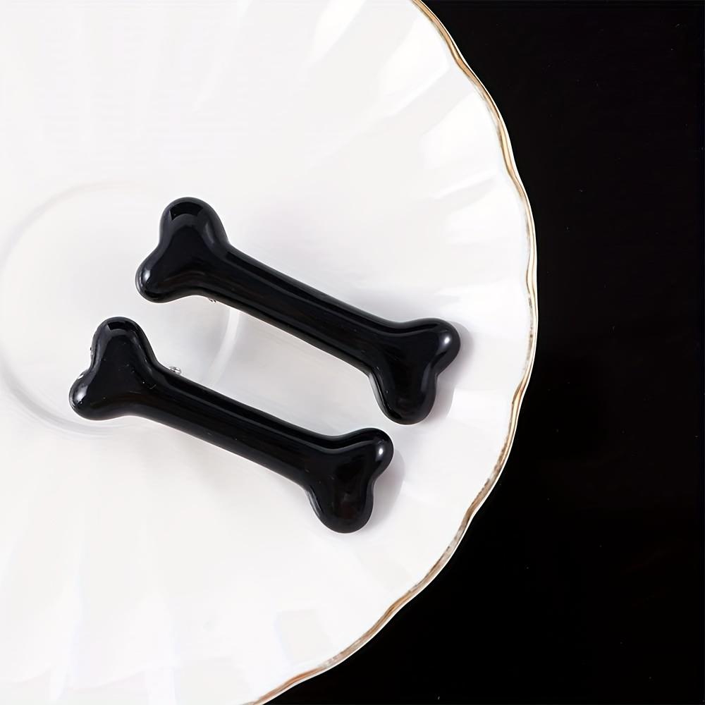 White Punk Bloody Lolita Bone Hair Clips | Resin Font-Shaped Cartoon Hair Accessories for Halloween, Y2K Style