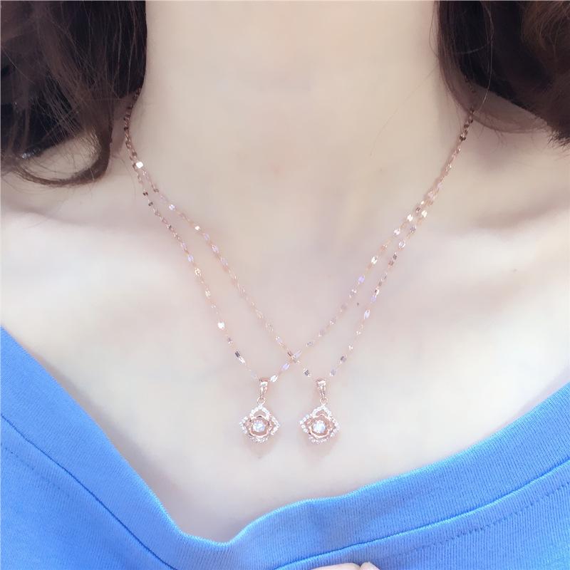 Purple Gold Color Gold Smart Zircon Pendant, Foreign Luxury Temperament Plated Rose Gold Necklace