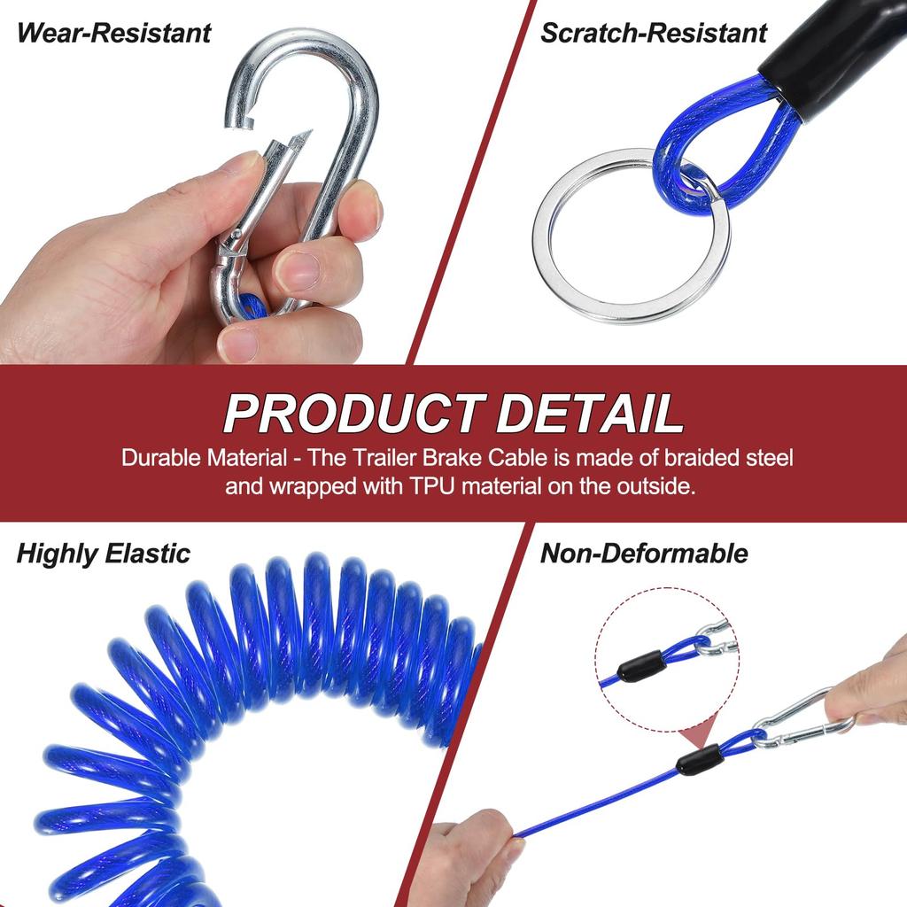 PATIKIL 5ft Brake Release Trailer Cable Trailer Brake Release Cable Safety Cable Strap Spring