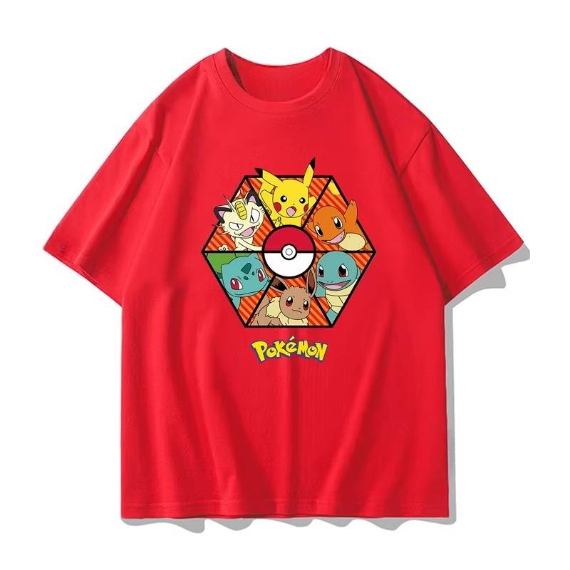 Potdemiel Summer New Pikachu Print Children's T-Shirt Suitable for Boys and Girls