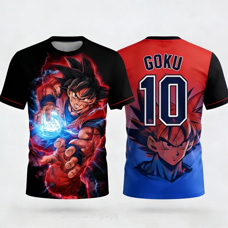Dragon Ball Son Goku #10  Stripe Soccer Jersey, Anime Football Graphic Sport Tee for  Kids, Quick Dry Breathable Top