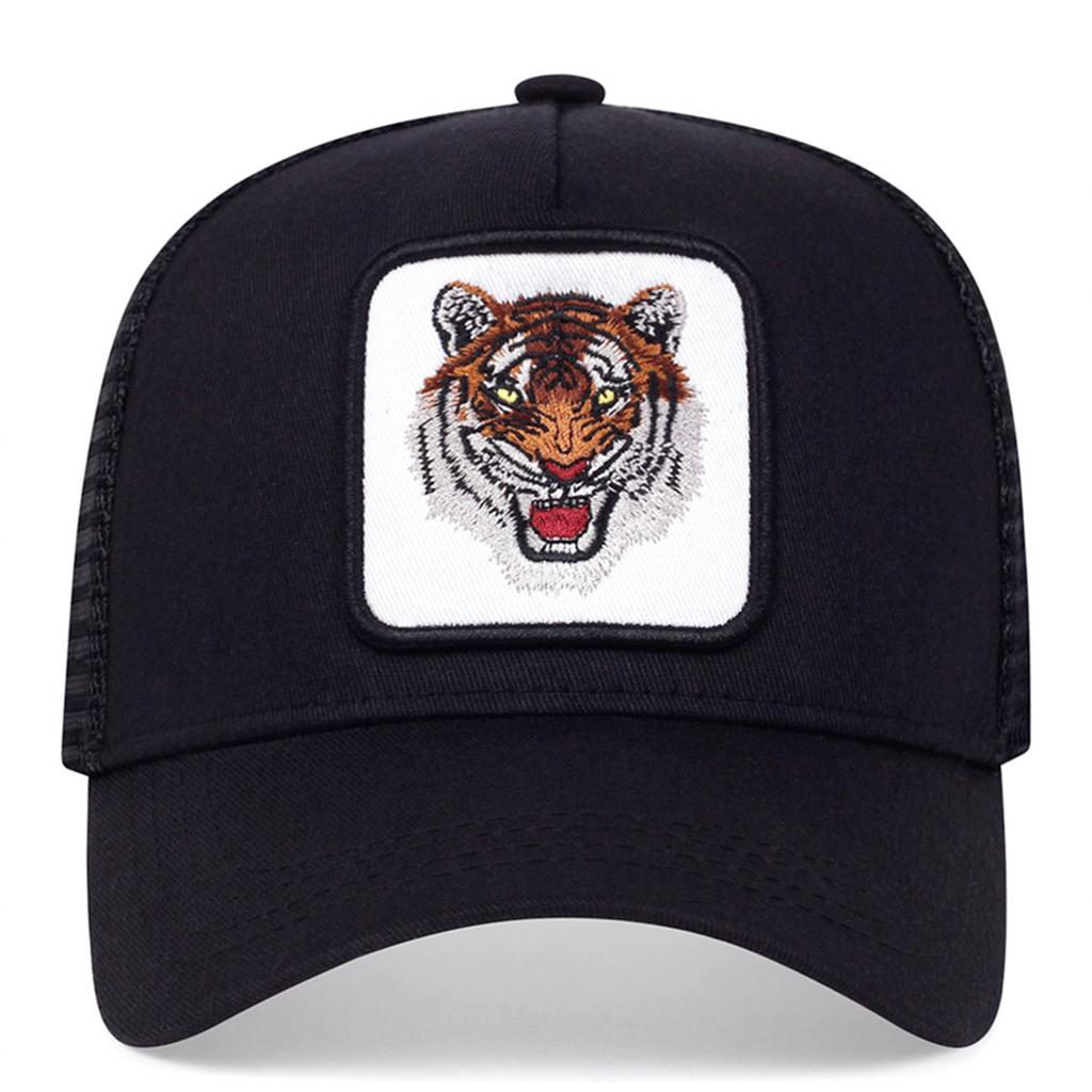 1Piece Unisex Animal Tiger Embroidered Stitching Baseball Net Hat Outdoor Adjustable Sunscreen Leisure Hat Spring Autumn Travel Vacation