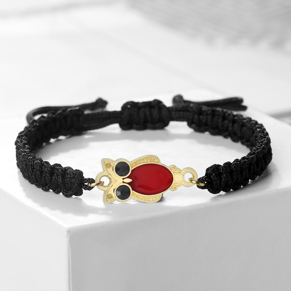 Красный Хрустальный Сова Плетеная Браслет Винтажный Розовый Шнурок Пара Браслеты Цепочка Женщины Мужчины Регулируемый Pulsera Украшение Подарок для Друга