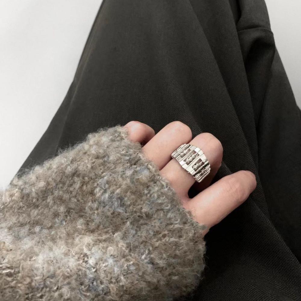 Brushed Plain Ring, Female Niche Light Luxury, High Sense, Irregular Index Finger Ring, Can't Lose Color, Ring Tide