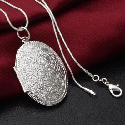 Fashion  Carving Locket Pendant Chain Choker Necklace ADM