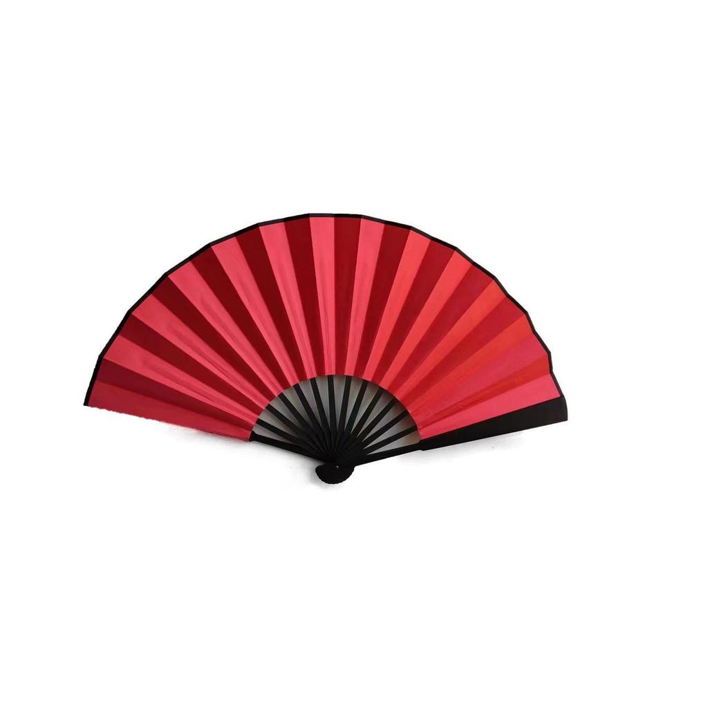 8/10 Inch Men's Silk Folding Fan with Red Bone - Red, Yellow, White & Black Options