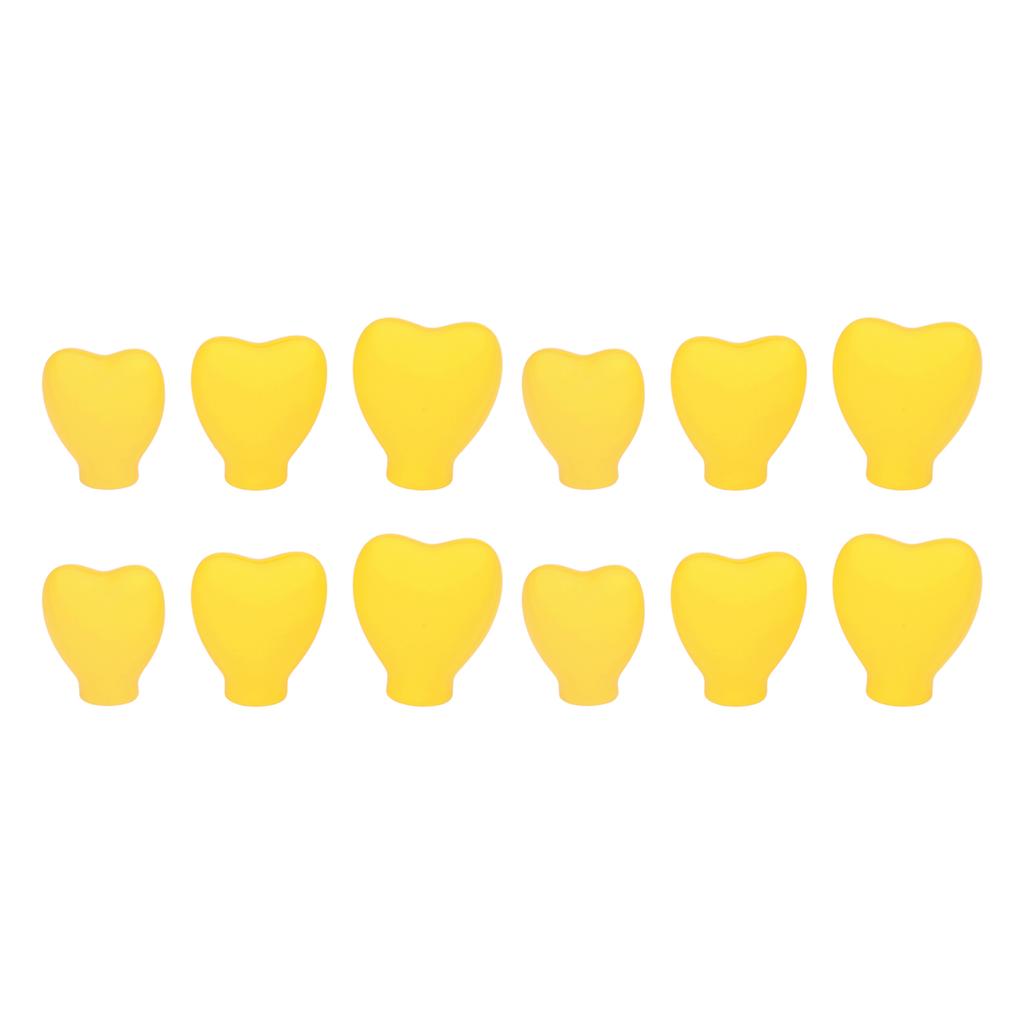 12 Pcs Makeup Brush Covers Yellow Heart Shape Soft Flexible Lightweight Silicone Cosmetic Brush