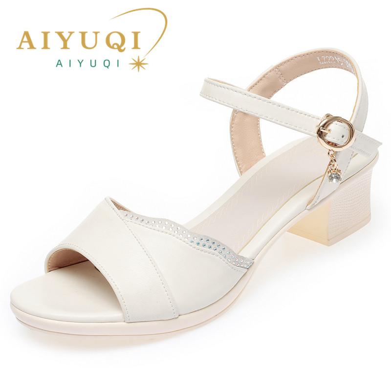 

Женские сандалии из натуральной кожи, новые летние римские сандалии большого размера, женские повседневные модные сандалии на высоком каблуке