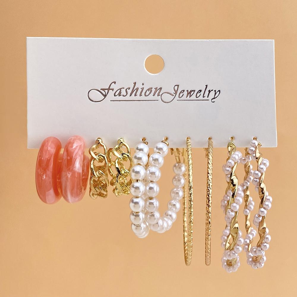 Retro Temperament C-shaped Butterfly Heart-shaped Geometric Earrings Gentle Fashion Simple Earring Set