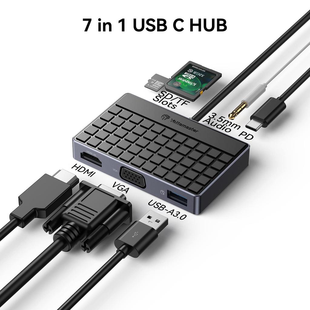 Yottamaster USB Hub with HDMI 100W PD Fast USB to Card Read to HDMI Hub for MacBook MacBook iPad and Other Laptops and Tablets 4K@30Hz, Charging, 3.0