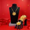 Flower Bracelet Ring Jewelry Necklace Set 3-piece Plated Brooch Special Bridal Wedding