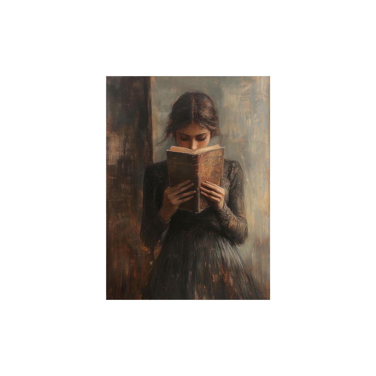 

Винтажный Женский Портрет Читающий Холст Принт Постер Ретро Эстетика для Спальни Настенное Искусство Домашний Декор Арт Постер Подарок-без рамы 21cm×30cm NoFrame