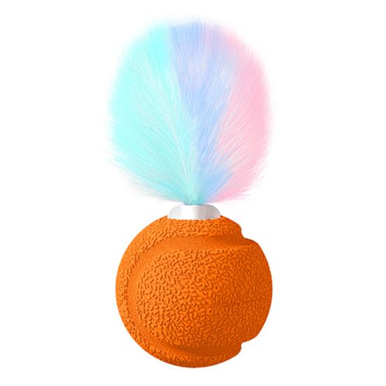 Cat Toy with Sound Feature Cats Bouncy Exercise Ball Interactive Ball Toy with Feathers for Cats Stress Relief Fun Activity Indoor Outdoor Use