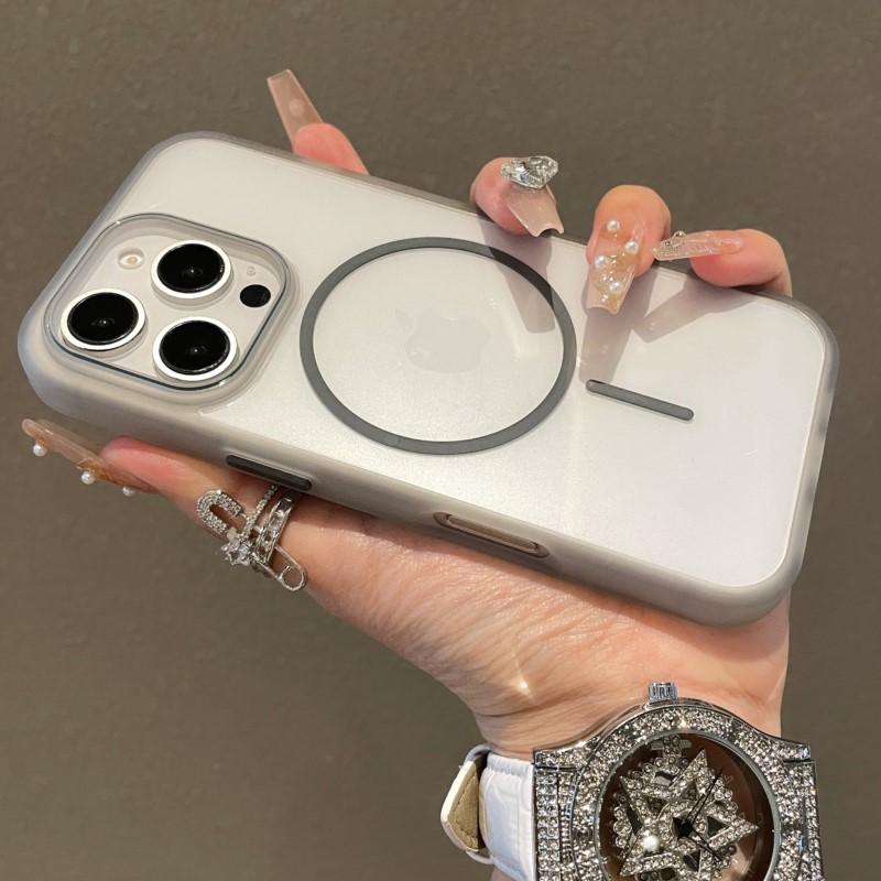 Transparent For Magsafe Case for iPhone 16 11 12 13 14 15 Pro Max Plus Shockproof Wireless Charging Simple Clear Phone Cover