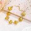 18K Gold Heart Necklace & Bracelet Set for Women – Stainless & Titanium Steel, Hip Hop Style.