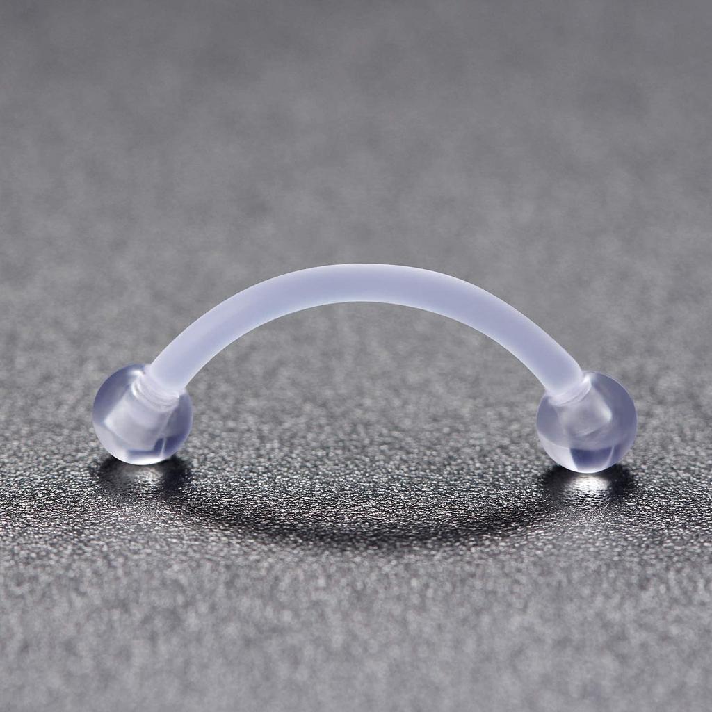 2-10Pieces 14G 16G Eyebrow Piercing Fixer Jewelry Bioflex Plastic Transparent Lip Belly Ring Barbell Cartilage 6mm 8mm 10mm 12mm