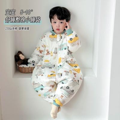 Sacco a pelo caldo in cotone per bambini piccoli 3-8 anni Inverno 5-10°C Sacca da notte anti-calcio con gambe e protezione per la pancia