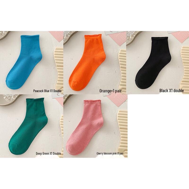 LCsanyp Rolled Cuff Mid-Calf Socks One Size